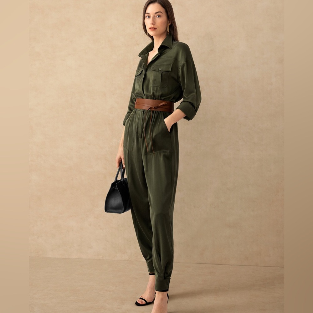LILYSILK - Pure Silk Jumpsuit (Military Style) (Sz S)